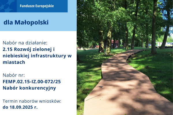 2.15 Rozwój zielonej i niebieskiej infrastruktury w miastach, typ projektu A